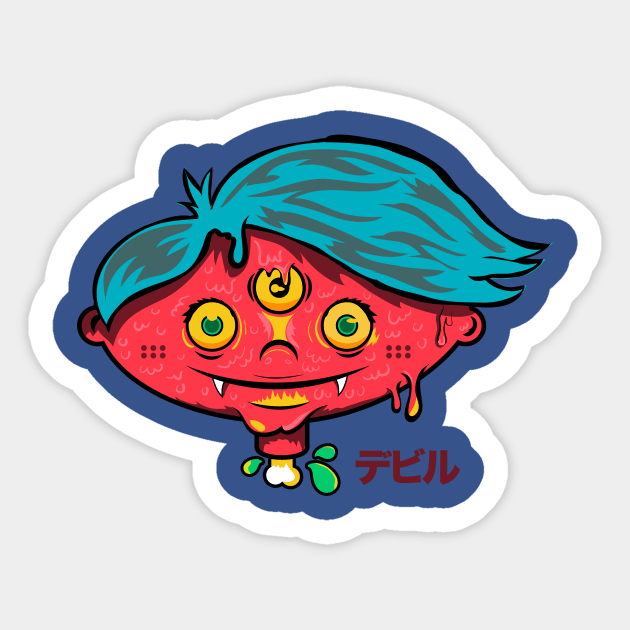 Little Devil Face Sticker by Yamabushi's Kawaii Store